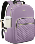 LOVEVOOK Laptop Backpack for Women with Giant Tumbler Holder 17.3 inch,Designer Travel Backpack Laptop Bag College Backpack,Quilted Work Nurse Teacher Backpack Purse Computer Bag Daypack,Taro Purple