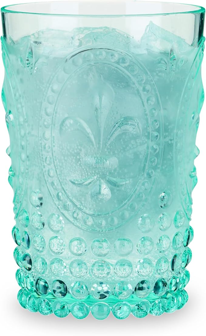 Twine Embossed Acrylic Colorful Drinking Glasses, Durable Shatterproof Tumblers for Cocktails, Wine, Juice, Water, Perfect for Outdoor Parties, BBQs, Poolside & Patio, 10.5 oz, Set of 4, Assorted