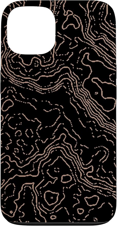 Topography Black & Brown Abstract Pattern Topographic Map Case for iPhone 13