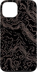 Topography Black & Brown Abstract Pattern Topographic Map Case for iPhone 13