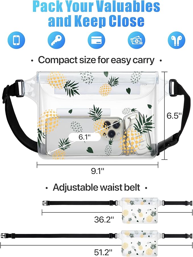 F-color Waterproof Fanny Pack - Cruise Essentials 2026 - Waterproof Pouch with Adjustable Waist Strap, Triple Zipper Roll-Top Dry Bag for Phone, Keep Passport Valuables Dry for Beach Kayaking Boating
