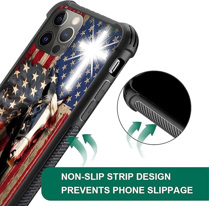 for iPhone 11 Pro Case, Red American Flag Horse Cross Pattern Made of Soft Silicone Hard Acrylic Shock Protection for iPhone 11 Pro