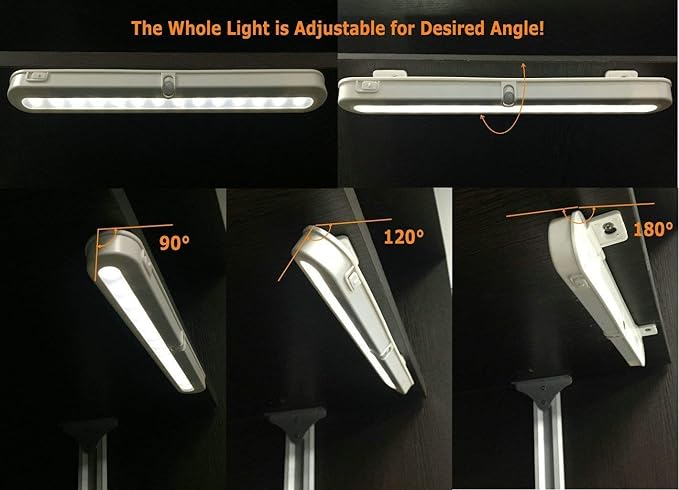 BLS T01LB LED Closet Light Super Bright 20 LED Under Cabinet Lighting Battery Powered/DC Input Wireless Motion Sensing Light, Auto On Off Switch, Motion & Light Sensor, Light Beam Adjustable