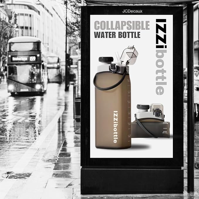 Collapsible Lightweight Silicone Water Bottle (600ml, Brown) | BPA Free, Eco-Friendly, Medical Grade | Leakproof Bottle for Sports, Travel, Hiking, Gym, Outdoor Adventures and Daily Use