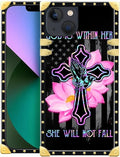 Compatible with iPhone 13 Case, Praying Cross Hands Luxury Golden Decoration for Girl Women Soft TPU Shockproof Protective Hard PC Back for iPhone 13