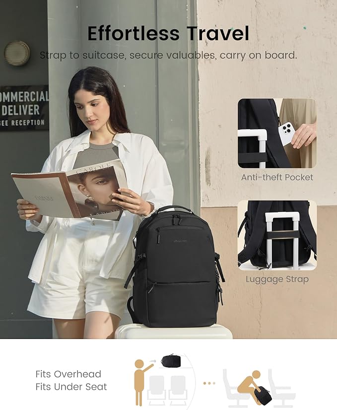 LOVEVOOK Laptop Backpack for Women Men with Giant Tumbler Holder - 15.6Inch Work Computer Travel Backpack with Laptop Compartment, Water Resistant, Cute Commuter College Teacher Nurse Purse Bag,Black