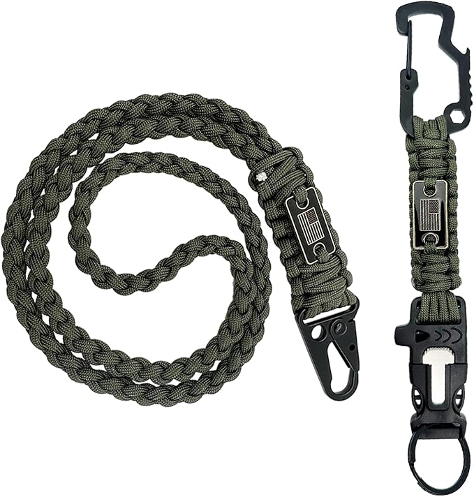 DDOUT Heavy Duty Paracord Lanyard 550 Paracord Braided Keychain for ID Badges, Camera, Whistle, Traveling, Outdoor Activities