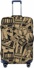 Travel Luggage Cover with World Famous Landmarks Print, Suitcase Protector For Travel (Fits 22-24 Inch Luggage)