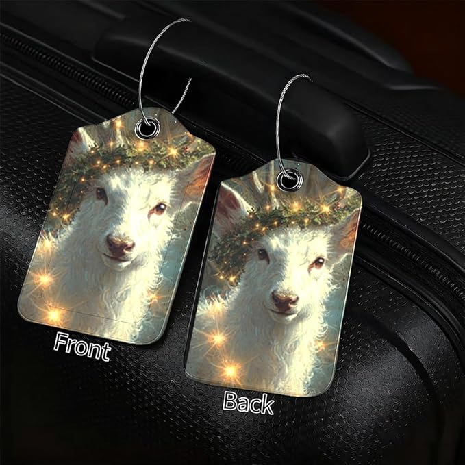 2 Pack Magical White Deer Luggage Tags, Enchanted Forest ID Tags with Privacy Cover, PU Leather Bag Identifiers, Spring & Summer Travel Essentials, Mother's Day