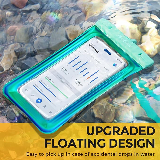 ProCase 2 Pack Floating Waterproof Phone Pouch IPX8,Universal Dry Bag Fits iPhone 17/16/15/14/13 Series,Galaxy S24/S23/S22, Pixel 8/7 (Up to 7”),Touchscreen,Underwater & Snow Protection -Whitegreen
