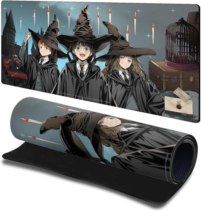 Head Case Designs Officially Licensed Harry Potter Ron, Harry, Hermione Graphics 23.62 x 11.81 x 0.12 inches (600 x 300 mm) - L Gaming Office Desk PC Keyboard Mouse Mat Pad