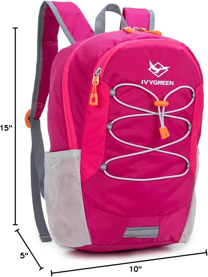 IVYGREEN Little Kids Hiking Backpack for Boys or Girls, Small Daypack for Camping or Travel (Rose, Small)