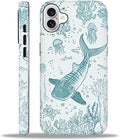 for iPhone 16 Case,HH2 Ocean Whale Shark Hybrid 2 Layer Hard Shell Silicone Protective Pattern Design Case