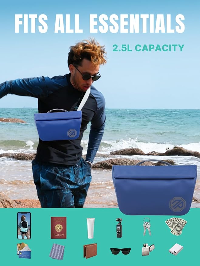 niphean IPX7 Waterproof Fanny Pack with Magnetic One-Hand Closure, Durable Waterproof Dry Bag Kayaking Accessories, Paddle Board, Beach Cruise Essentials, 2.5L Phone Pouch Dry Bags for Men & Women