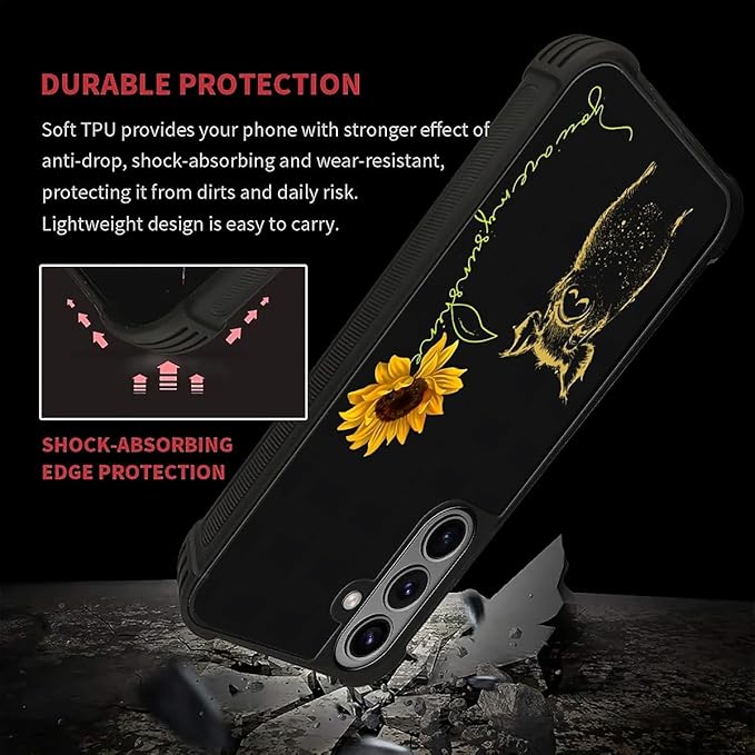 for Samsung Galaxy S26 Plus Case,Graphic Design for Girl Boy Soft Silicone Hard Acrylic Shock Protection Designed for Samsung Galaxy S26 Plus Pig Sunflower Yellow Sunshine Pattern