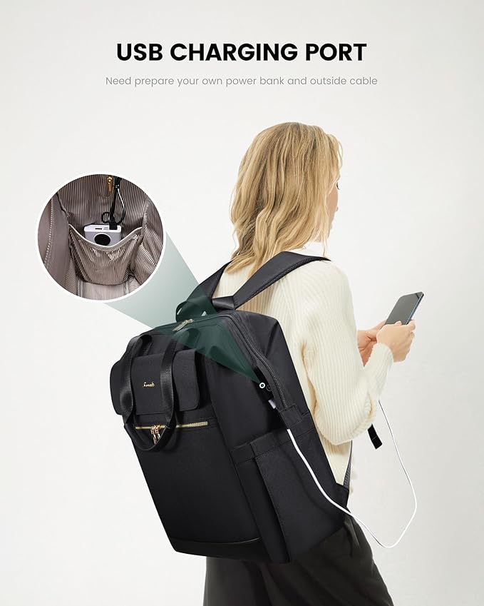 LOVEVOOK 18 Inch Laptop Backpack for Women, Large Capacity Travel Backpack with Organizer Bag, Waterproof Carry on Backpack Purse Work Bag with USB Port for College Teacher Nurse, 2PCS