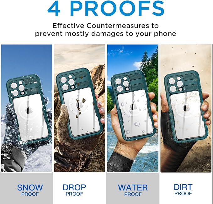 AICase Waterproof Case for iPhone 16 Pro Max(6.9") with MagSafe Support Snowproof,Dustproof/Shockproof,IP68 Certified 360 Full Body Protection Fully Sealed Underwater Cover for iPhone 16 Pro Max