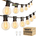 OHLUX Outdoor String Lights, 180FT LED Patio Lights with 82 Dimmable Plastic G40 Globe Bulbs 2 Spares, 2200K Waterproof Connectable Hanging Lights for Backyard Porch Cafe Party Decor E12 Socket