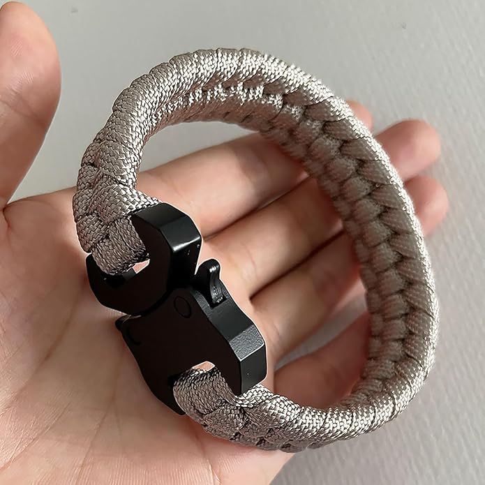 Parachute Cord Bracelets Trilobite Weaved Paracord Bracelet with Side Release Buckle 8.7 inch Black Bracelet for Men Women 1 Set