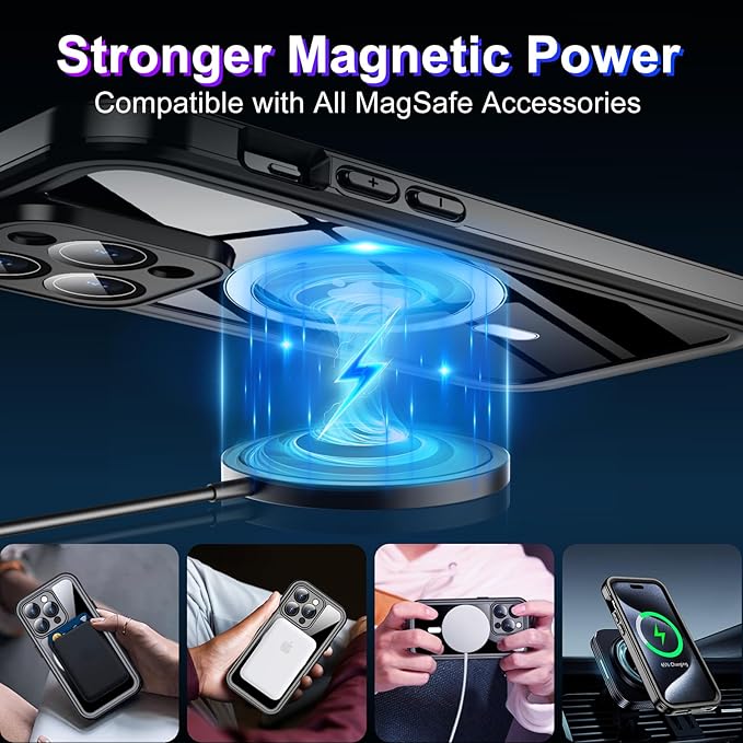 2024 New Designed for iPhone 15 Pro Case Waterproof, [Compatible with MagSafe][Built-in Camera & Screen Protector][Full Body Shockproof][IP68 Waterproof][Dustproof] Phone Case for iPhone 15 Pro 6.1"