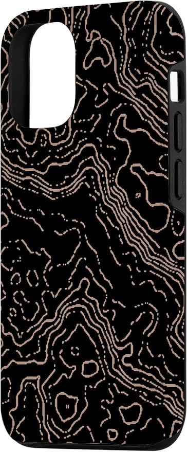 Topography Black & Brown Abstract Pattern Topographic Map Case for iPhone 12/12 Pro