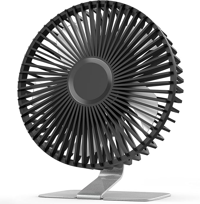 SLENPET 6 inch USB Small Desk Fan, 4 Speeds, Ultra-quiet, 90° Adjustment for Better Cooling, Portable Mini Powerful Desktop Table Fan, Mini Personal Fan for Home Office, Metal Base, Silver