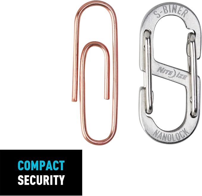 Nite Ize S-Biner NanoLock - Mini Stainless Steel Carabiner for Compact Security - Features Narrow Openings & Dual Spring Gates - Organize & Secure Keys with Ease - 4 Pack