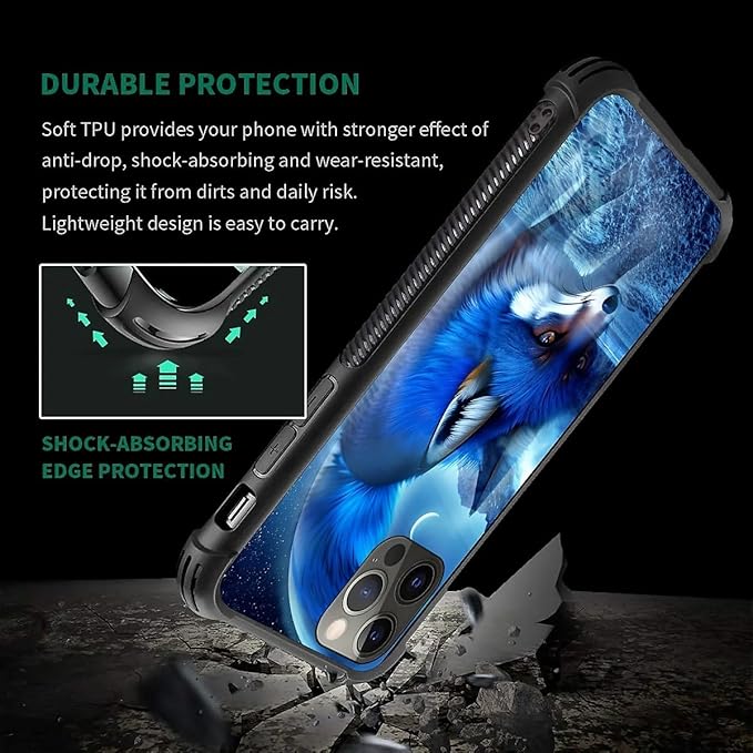 for iPhone 11 Pro Max Case, Snowy Mountain Fox Lake Pattern Graphic Design Girl Boy Soft Silicone Hard Acrylic Shock Protection for iPhone 11 Pro Max