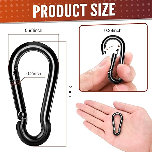 6 Pcs Spring Snap Hooks, 2 Inch Carabiner Clip, Heavy Duty Carabiners Snap Hooks Quick Link for Indoor and Outdoor Activity, Camping, Fishing, Hiking