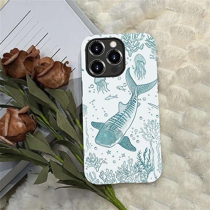 for iPhone 12/12 Pro Case,HH2 Ocean Whale Shark Hybrid 2 Layer Hard Shell Silicone Protective Pattern Design Case