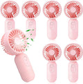 Rossesay 6 Pcs Mini Portable Fan Bulk Cute Handheld Lightweight Small Little Personal Hand Eyelash Fan 3 Speeds USB Rechargeable for Women Men Indoor Outdoor Makeup Travel (Pink)