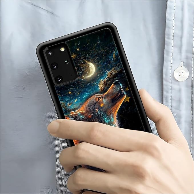 for Samsung Galaxy S20 Plus Case, Star Cave Hungry Wolf Pattern Graphic Design Girl Boy Soft Silicone Hard Acrylic Shock Protection for Samsung Galaxy S20 Plus