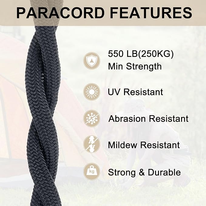 550 Paracord Rope 10ft, 4mm Thin Paracord Nylon Cord 7-Strand Core [for Tent Camping Outdoor Gear] - Navy Blue