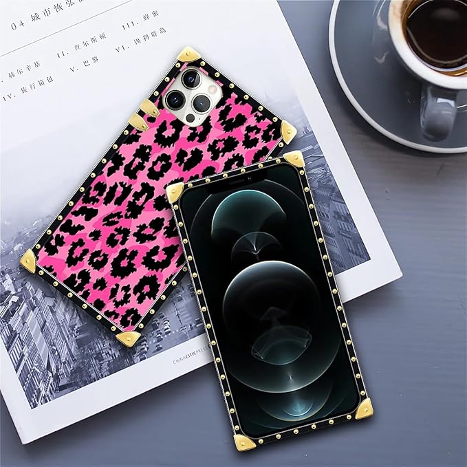 Compatible with iPhone 11 Pro Max Case, Pink Black Leopard Luxury Golden Decoration for Girl Women Soft TPU Shockproof Protective Hard PC Back for iPhone 11 Pro Max