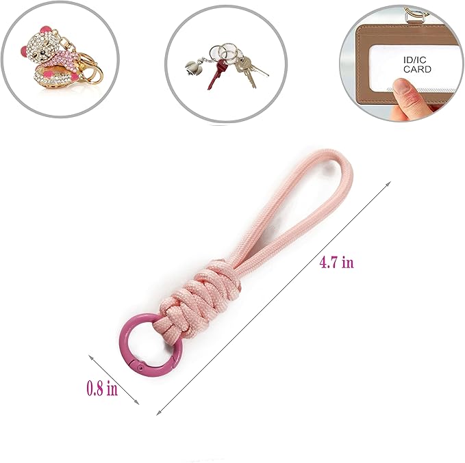 Colorful Braided Paracord Keychain, 12cm Length, Multi-Color Pack with Ring, Decorative Woven Rope Strap