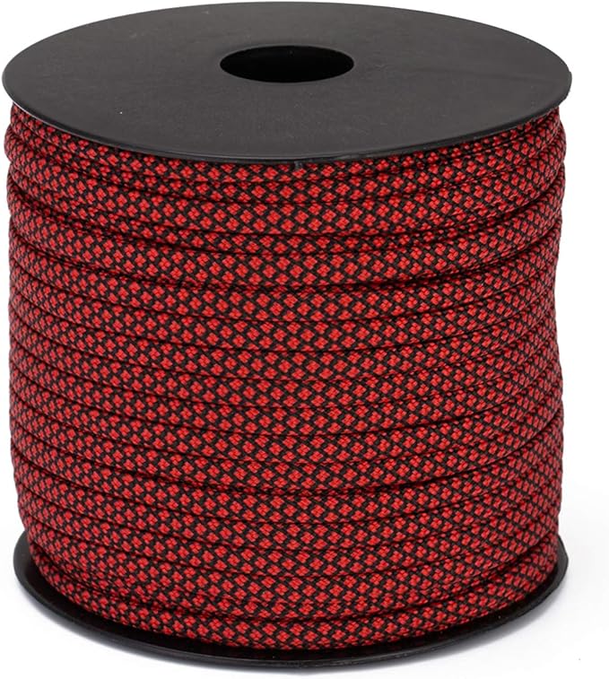 MOOCY Paracord 550,5/32 in x 164 ft (4mm x 50m),7 Inner Strands/Parachute Cord,Nylon Type III Paracord,Ideal Nylon String for Survival & Camping Gear,Reddish Black