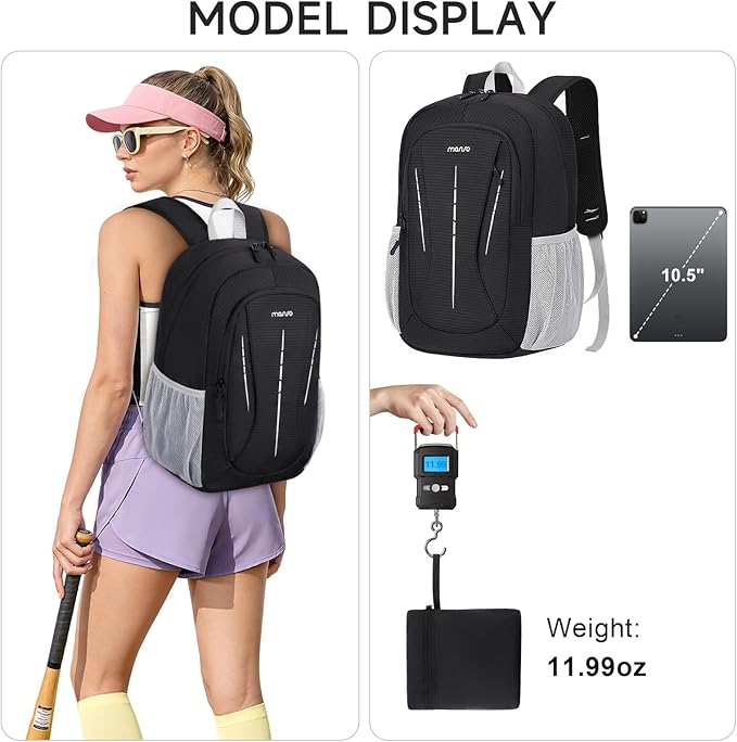 MOSISO Lightweight Packable Backpack 20L, Foldable Hiking Backpack Men Women for Travel Outdoor Sport, Water Resistance Back pack Cycling Backpacks Camping Daypack Casual, Black