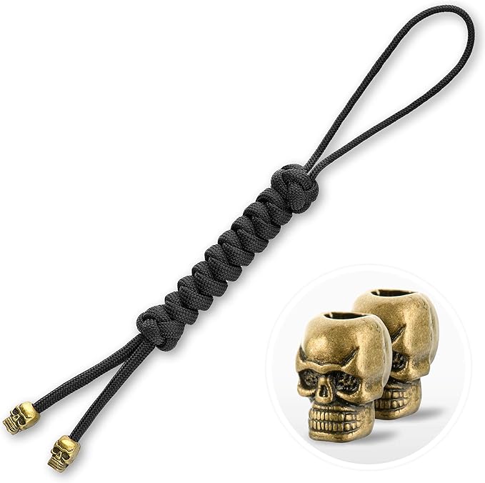 M-Tac Skull Knife Lanyard with Bead – Paracord Lanyard for Knives & EDC – Tactical Knife Fob Pull Cord – Durable Paracord