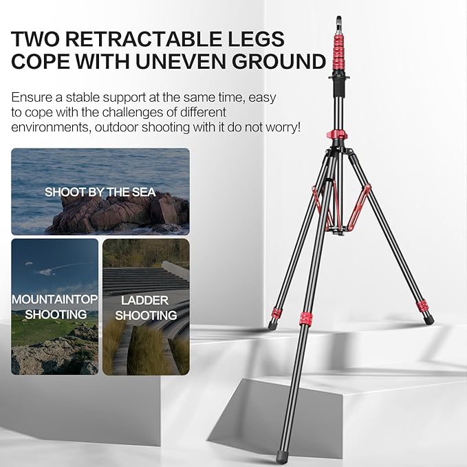 FreeSea Light Stand Aluminum, Adjustable Tripod Stand for Photography, 260cm/102inch Studio Sturdy Tripod for Speedlite Flash Softbox Strobe Light Camera with Carrying Bag