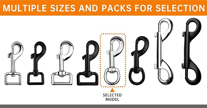 Garwor 4Pcs Heavy Duty Chrome Swivel Snap Hooks with Spring,Flag Hooks 0.77"x3.38",Pet Buckle Multipurpose Dog Leashes Key Chain for Linking Pet Leash & Collar,DIY Crafts