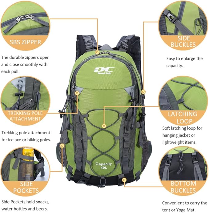 Diamond Candy Waterproof Hiking Backpack for Men and Women, Lightweight Day Pack for Travel Camping | Waterproof, Lightweight, for Travel Camping