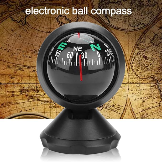 Car Compass, Night Vision Electronic Digital Compass, Direction Guidance for Boat Vehicle, Can be Decorative Ornament or Birthday Present, Pivoting Compass, Stick, Easy to Read, Black