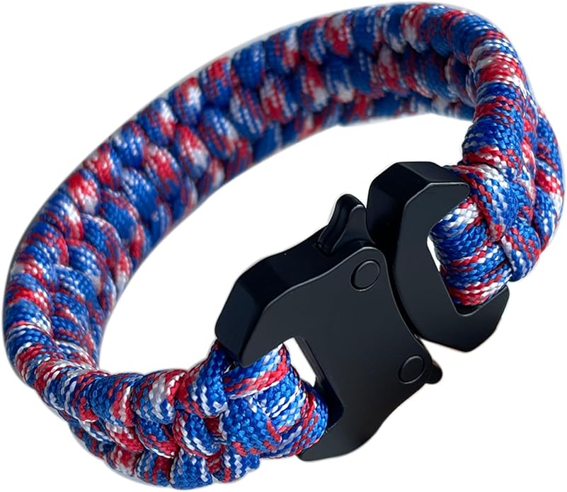 Parachute Cord Bracelets Trilobite Weaved Paracord Bracelet with Side Release Buckle 8.7 inch Black Bracelet for Men Women 1 Set