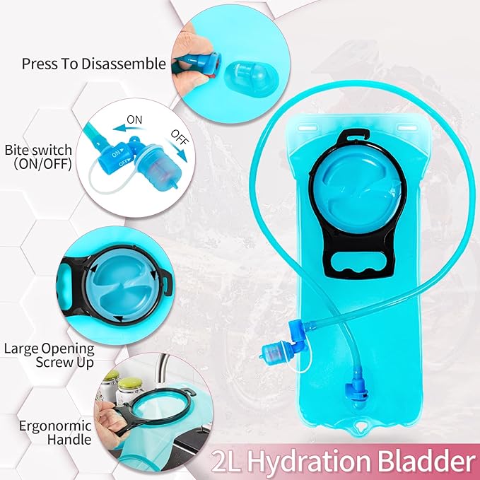 Hydration Backpack with Leak Proof Water Bladder, Lightweight Hydro Water Daypack for Rave, Cycling, Running, Hiking, Climbing