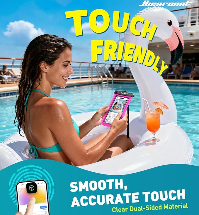 Hiearcool Waterproof Phone Pouch,Waterproof Phone Case for iPhone 17 16 15 14 13 Pro Max Plus up to 8.3",IPX8 Cellphone Dry Bag for Beach Cruise Travel-Bright Red-2Pack