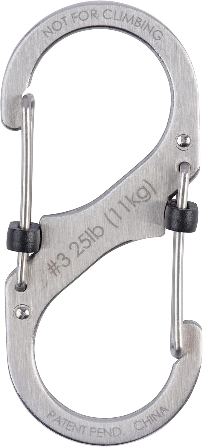 Nite Ize Size-3 S-Biner SlideLock Dual Carabiner, Locking Gates, Stainless Steel (Pack of 2)