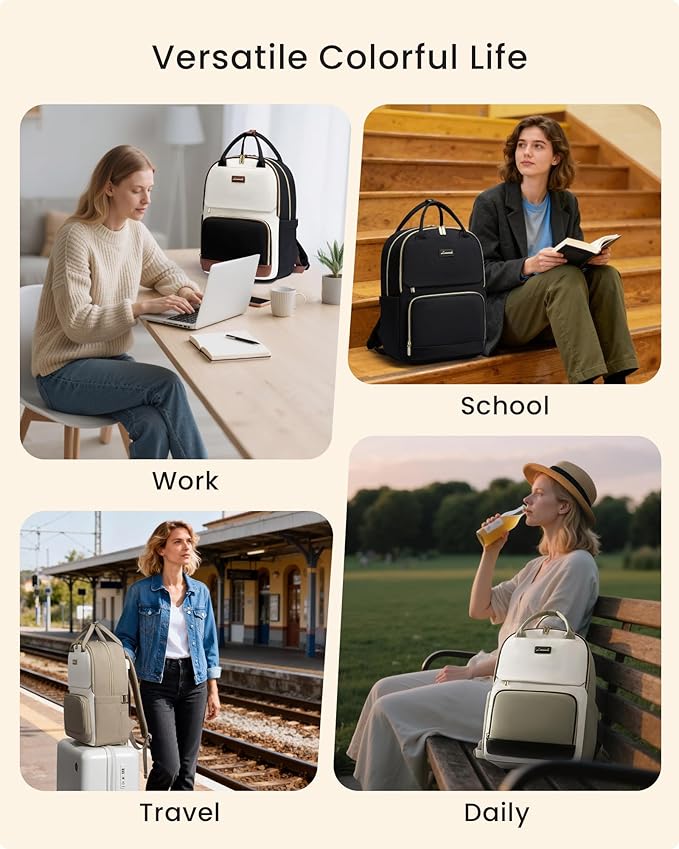 LOVEVOOK Laptop Backpack for Women with Giant Tumbler Holder Pocket, 15.6 inch Travel Work Backpack Purse for Teacher Nurse, Waterproof College Book Bag Cute Casual Daypack, Dark Blue