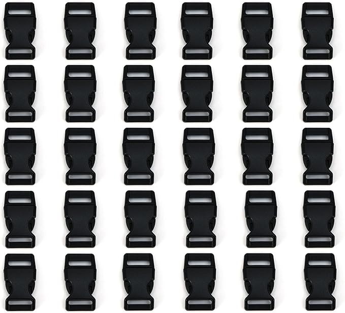 5/8" Black Plastic Side Release Buckle Curved Quick Release for DIY Bracelets, Backpacks, Dog Collars & Tactical Gear
