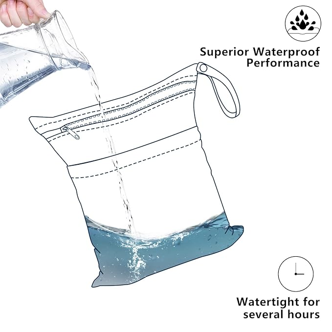 ALVABABY 2pcs Waterproof Wet Dry Bags,Reusable with Two Zippered Pockets, baby cloth diaper wet bags,Travel,Beach,Pool,Daycare,Soiled Baby Items,Yoga Gym Bag,wet bag for swimsuit LW0910