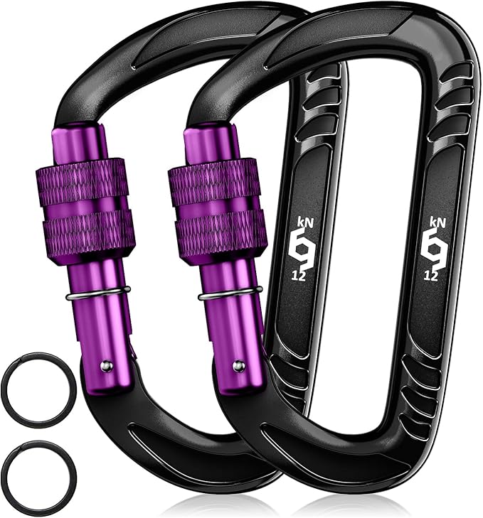 Rhino Produxs 12kN (2697 lbs) Heavy Duty Carabiner Clips, for Securing Pets, Outdoor, Camping, Hiking, Hammock, Dog Leash Harness, Keychains